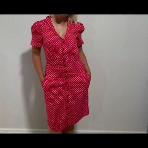 Beautiful vintage polka dot midi dress with pockets